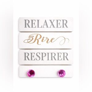 French Shabby Chic Relaxer Rire Respirer Wall Decor Hooks Pink Gem Boho Hanger